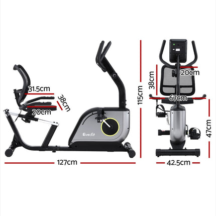 Everfit Recumbent Exercise Bike Magnetic Cycling Mesh Chair 120kg Loading.