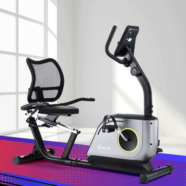 Everfit Recumbent Exercise Bike Magnetic Cycling Mesh Chair 120kg Loading.