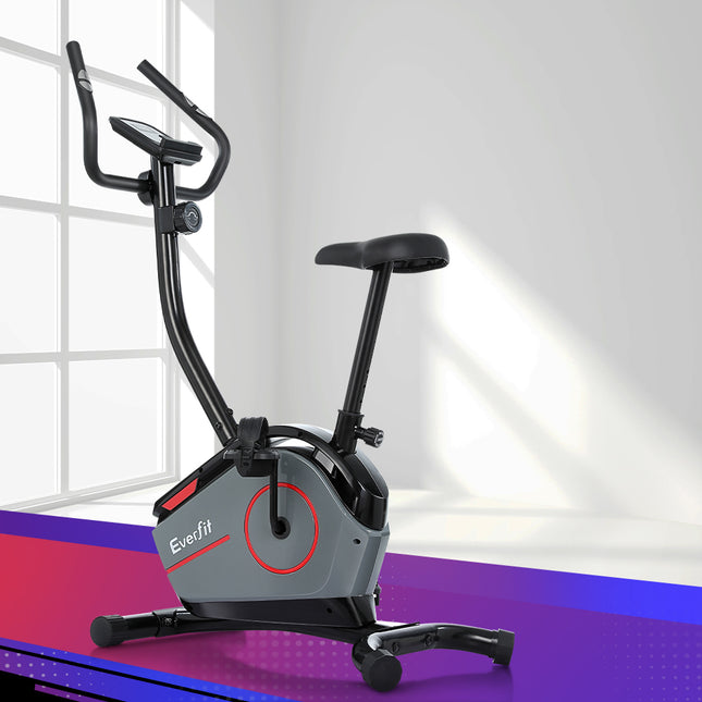 Everfit Magnetic Exercise Bike 8 Levels Upright Bike Fitness Home Gym Cardio.