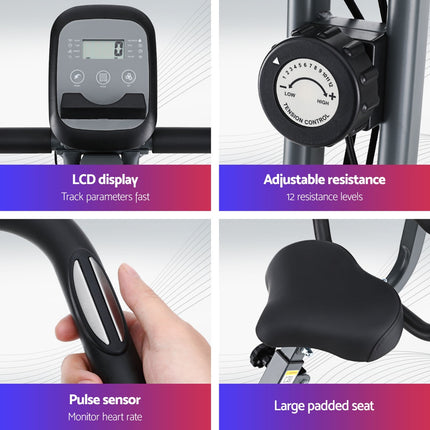 Everfit Folding Exercise Bike Magnetic X-Bike Aerobic Trainer Indoor Cycling.