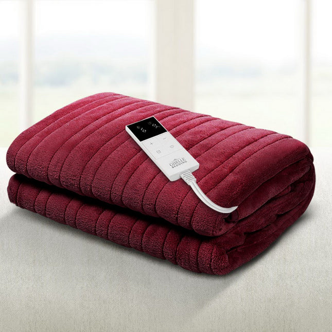 Giselle Electric Throw Rug Heated Blanket Fleece Red.
