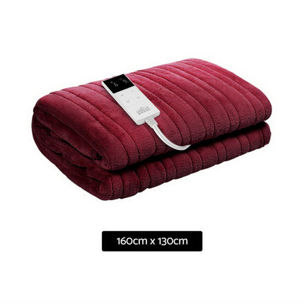 Giselle Electric Throw Rug Heated Blanket Fleece Red.