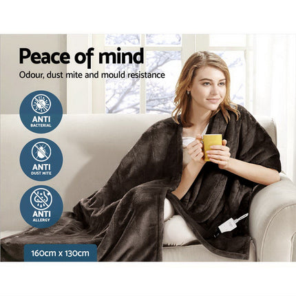 Giselle Bedding Electric Throw Blanket - Chocolate.