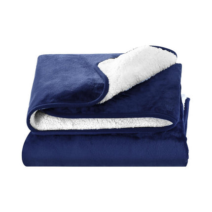 Giselle Electric Throw Rug Heated Blanket Washable Snuggle Flannel Winter Navy.