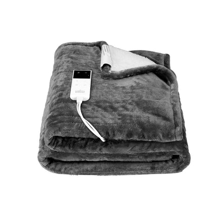 Giselle Electric Throw Rug Heated Blanket Washable Snuggle Flannel Winter Grey.