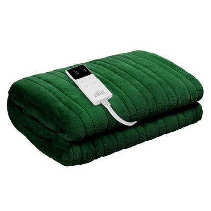 Giselle Electric Throw Rug Heated Blanket Washable Snuggle Flannel Winter Green.