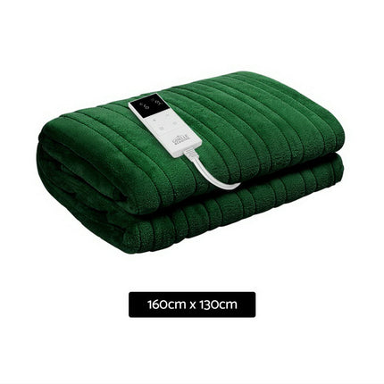 Giselle Electric Throw Rug Heated Blanket Washable Snuggle Flannel Winter Green.