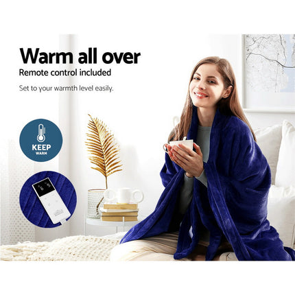 Giselle Bedding Electric Throw Blanket - Navy.