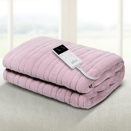 Giselle Electric Throw Rug Heated Blanket Fleece Pink.