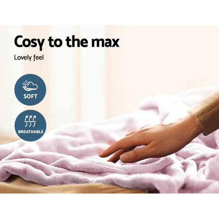 Giselle Electric Throw Rug Heated Blanket Fleece Pink.