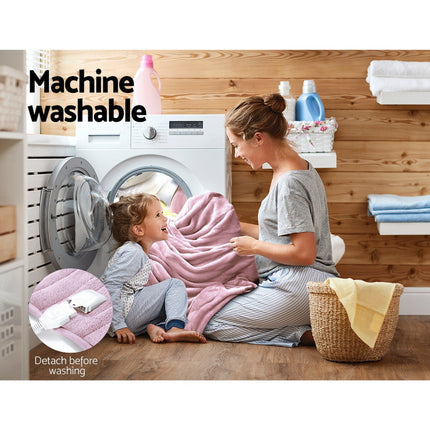 Giselle Electric Throw Rug Heated Blanket Fleece Pink.