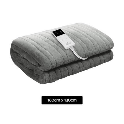 Giselle Bedding Heated Electric Throw Rug Fleece Sunggle Blanket Washable Silver.