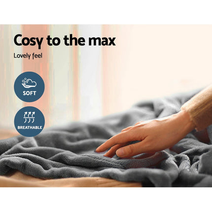 Giselle Bedding Heated Electric Throw Rug Fleece Sunggle Blanket Washable Silver.
