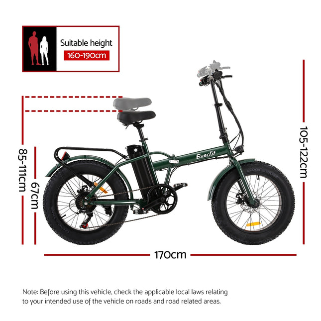 Everfit 20 Inch Folding Electric Bike Urban City Bicycle eBike Rechargeable.