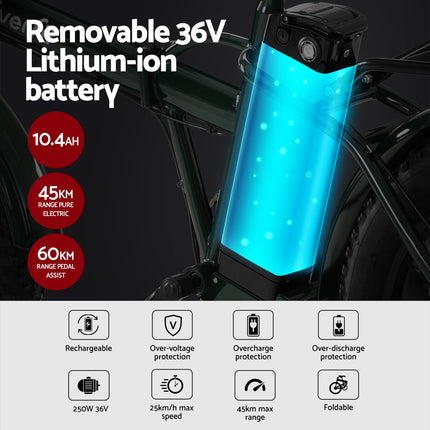 Everfit 20 Inch Folding Electric Bike Urban City Bicycle eBike Rechargeable.