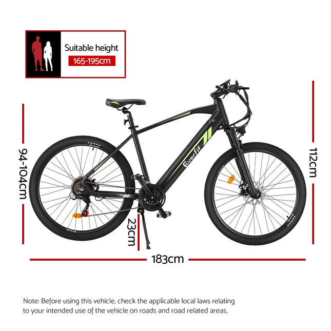 Everfit 27.5 Inch Electric Bike Mountain Bicycle eBike Battery 21 Speed.