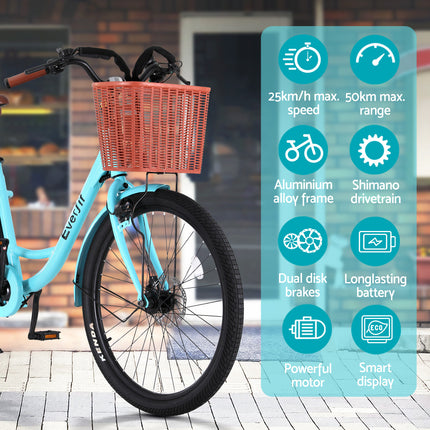 Everfit 26" Electric Bike City Bicycle eBike e-Bike Commuter w/ Battery BL.