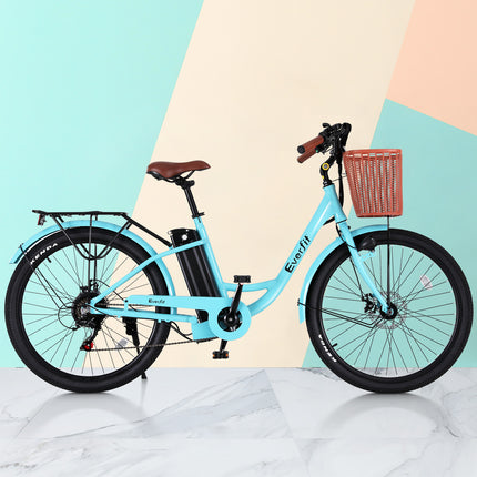 Everfit 26" Electric Bike City Bicycle eBike e-Bike Commuter w/ Battery BL.