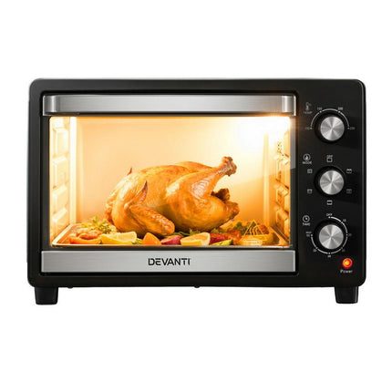 Devanti 30L Convection Oven Electric Fryer Ovens 1600W.