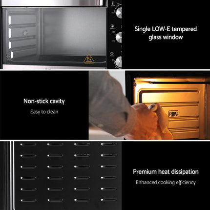 Devanti 30L Convection Oven Electric Fryer Ovens 1600W.