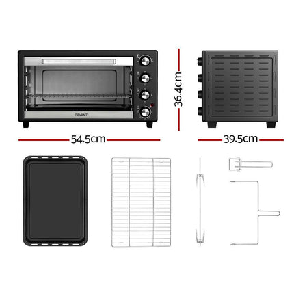 Devanti 45L Convection Oven Electric Fryer Ovens 1800W.