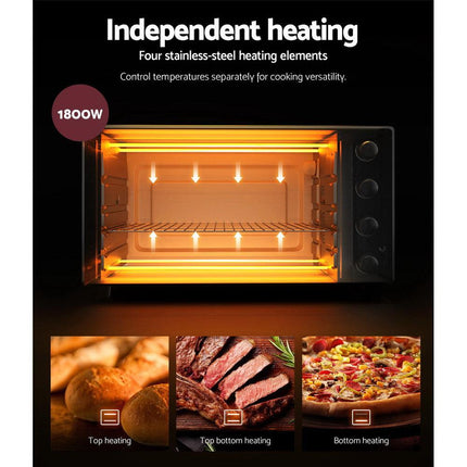 Devanti 45L Convection Oven Electric Fryer Ovens 1800W.