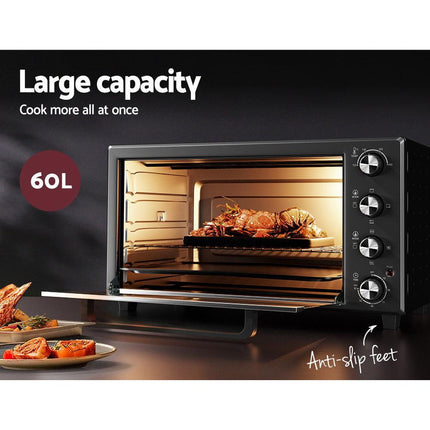 Devanti 60L Convection Oven Electric Fryer Ovens 2000W.