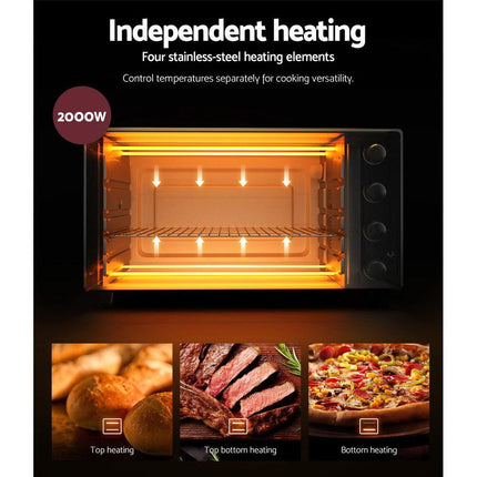 Devanti 60L Convection Oven Electric Fryer Ovens 2000W.