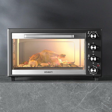 Devanti 60L Convection Oven Electric Fryer Ovens 2000W.