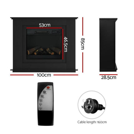 Devanti Electric Fireplace Fire Heater 2000W Black.