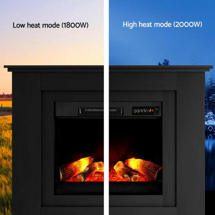 Devanti Electric Fireplace Fire Heater 2000W Black.