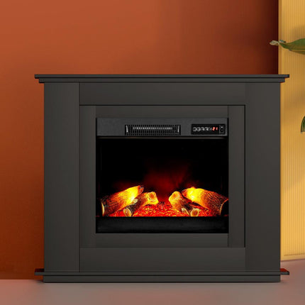 Devanti Electric Fireplace Fire Heater 2000W Black.