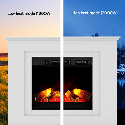 Devanti Electric Fireplace Fire Heater 2000W White.