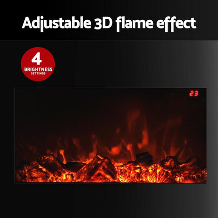 Devanti Electric Fireplace Fire Heater 2000W Black.
