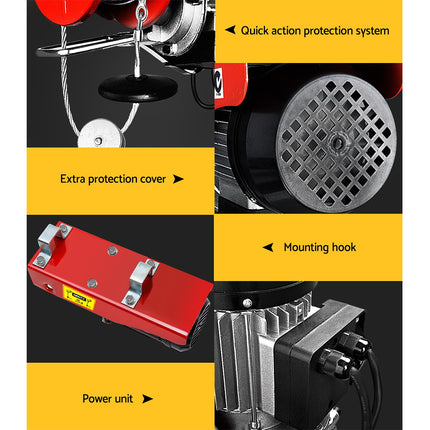 Giantz Electric Hoist Winch 125/250KG Cable 18M Rope Tool Remote Chain Lifting.