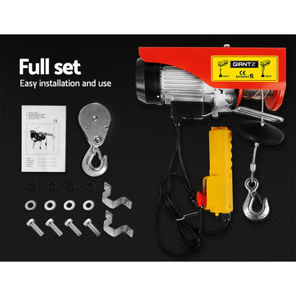 Giantz Electric Hoist Winch 400/800KG Cable 20M Rope Tool Remote Chain Lifting.