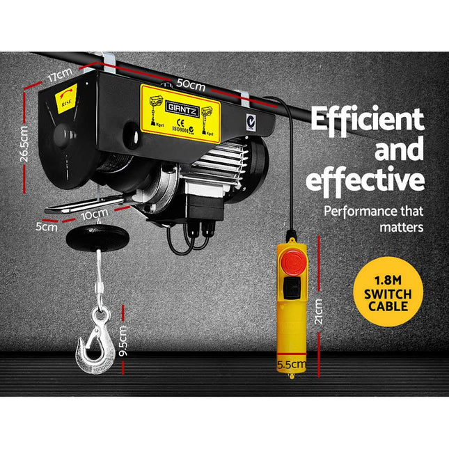Giantz Electric Hoist Winch 500/1000KG Cable 20M Rope Tool Remote Chain Lifting.