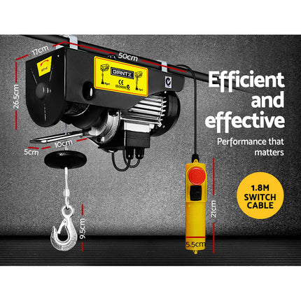 Giantz Electric Hoist Winch 500/1000KG Cable 20M Rope Tool Remote Chain Lifting.
