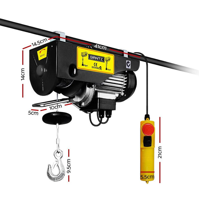 Giantz Electric Hoist Winch 400/800KG Cable 18M Rope Tool Remote Chain Lifting.