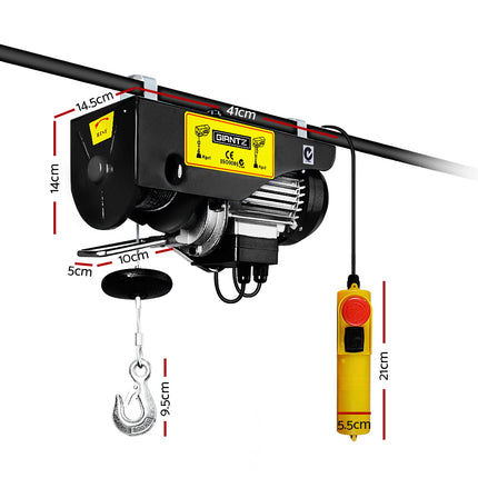 Giantz Electric Hoist Winch 400/800KG Cable 18M Rope Tool Remote Chain Lifting.