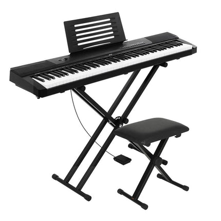 Alpha 88 Keys Electronic Piano Keyboard Digital Electric w/ Stand Stool Pedal.