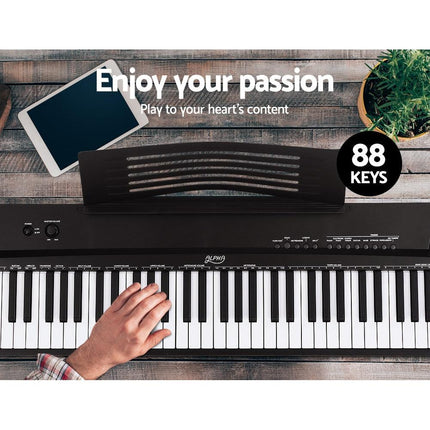 Alpha 88 Keys Electronic Piano Keyboard Digital Electric w/ Stand Stool Pedal.