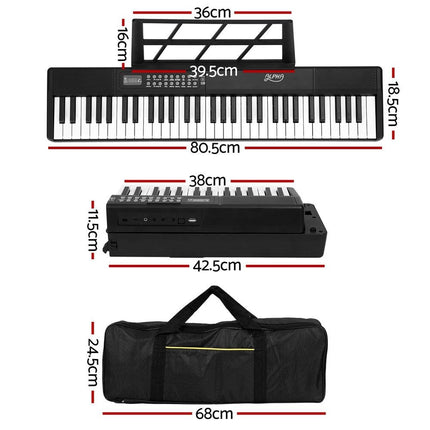 Alpha 61 Keys Foldable Electronic Piano Keyboard Digital Electric w/ Carry Bag.