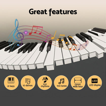 Alpha 61-Key Digital Piano Keyboard Electric Kids Gift Black.