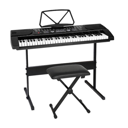 Alpha 61 Keys Electronic Piano Keyboard Digital Electric w/ Stand Stool Black.