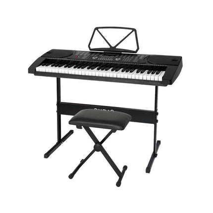 Alpha 61 Keys Electronic Piano Keyboard Digital Electric w/ Stand Stool Black.