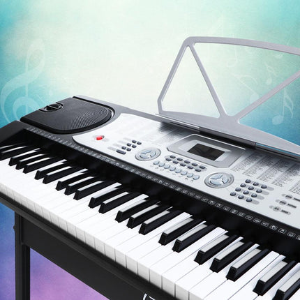 Alpha 61 Keys Electronic Piano Keyboard Digital Electric w/ Stand Beginner Silver.