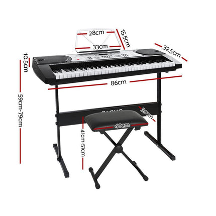 Alpha 61 Keys Electronic Piano Keyboard Digital Electric w/ Stand Stool Silver.