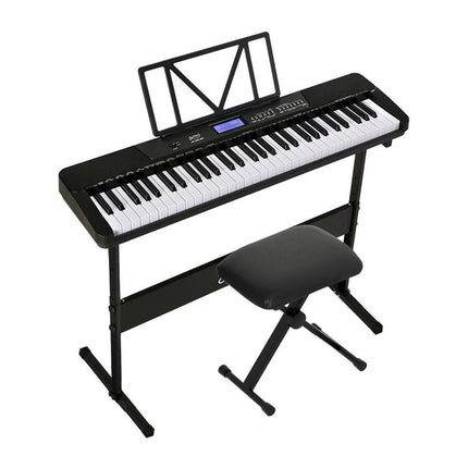 Alpha 61 Keys Electronic Piano Keyboard Digital Electric w/ Stand Stool Touch.