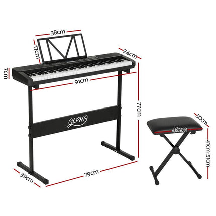 Alpha 61 Keys Electronic Piano Keyboard Digital Electric w/ Stand Stool Touch.
